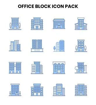 Office Block Two Colour Vector Icons Pack Ilustración de archivo