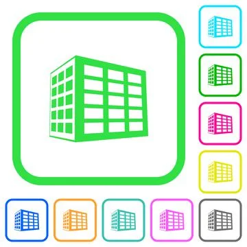 Office block vivid colored flat icons Stock Illustration