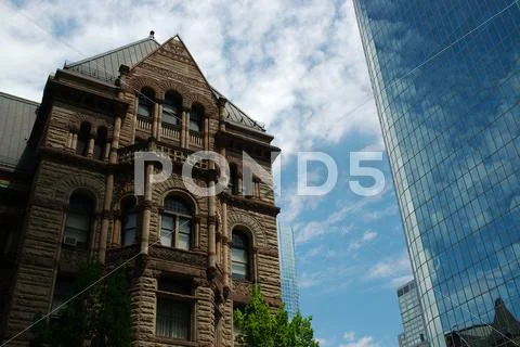 Office blue city view cloud modern old present Stock Photos