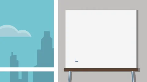Office board with cartoon animations of graphs and charts close-up Stock Footage 313457847