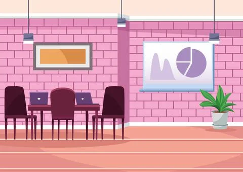 Office boardroom with statistics training scene Stock Illustration