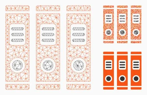 Office Books Vector Mesh Network Model and Triangle Mosaic Icon Stock Illustration