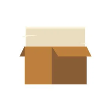 Office box with paper stack icon flat isolated design 库存插图