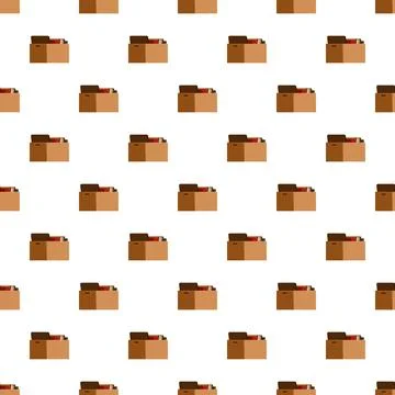 Office boxes with documents seamless pattern background Illustrazione stock