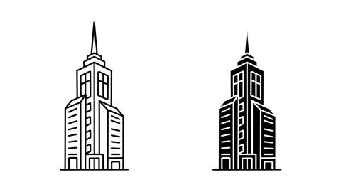 Office building and skyscraper icon set Иллюстрация