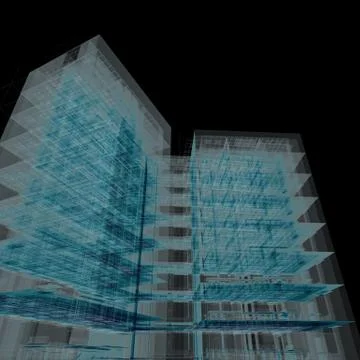 Office building on black 3d rendering Stock Illustration