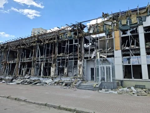 The office building burned down Stock Photos