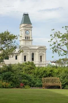 Office building with clock tower Fotos Stock
