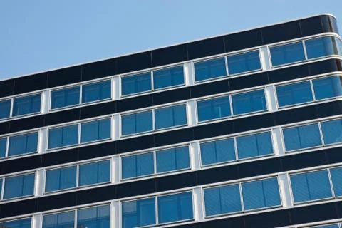 Office building with closed shutter Stock Photos