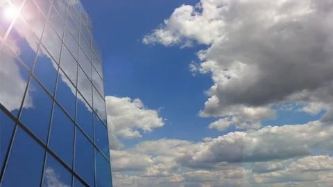 Office building cloud reflection Stock Footage 73007232