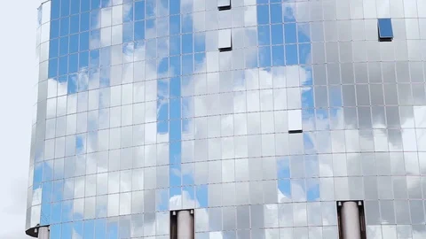 Office Building With Clouds Blue Sky Reflection On Glass (time lapse) Stock Footage 123173974