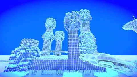 Office building. Concept future city skyline. Futuristic business vision concept Ilustración de archivo