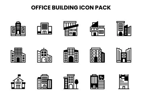 Office Building DuoTone Vector Icons Pack Stock Illustration