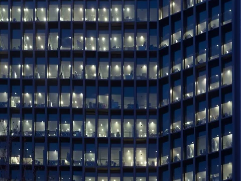 Office building at dusk. Stock Footage 72782567