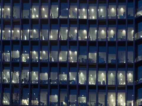 Office building at dusk. Stock Footage 72782605