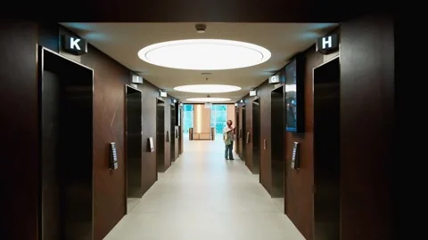 Office building elevator lobby Stock Footage 314434761