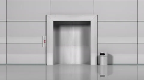 Office building elevator opens and closes doors. Video stock 64015772