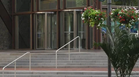 Office Building Entrance Stock Footage