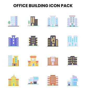 Office Building Flat UI Icons Pack Ilustración de archivo