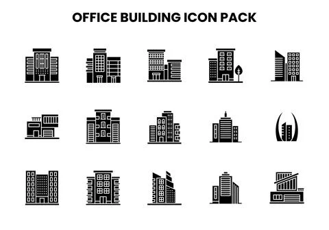 Office Building Glyph Bundle Icons Pack Ilustração Stock