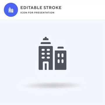 Office Building icon vector, filled flat sign, solid pictogram isolated on white Ilustración de archivo