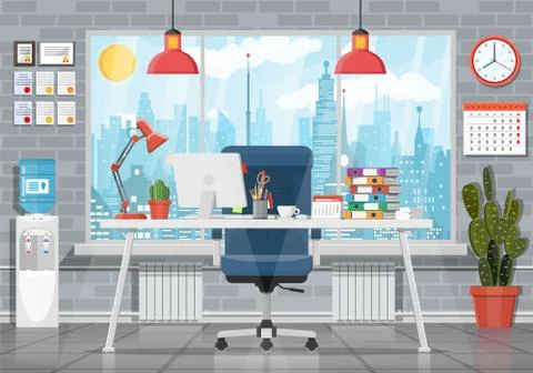 Office building interior. Illustrazione stock