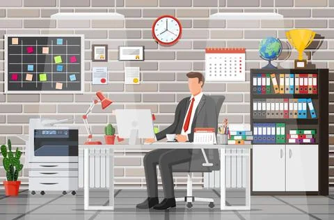 Office building interior. Illustrazione stock