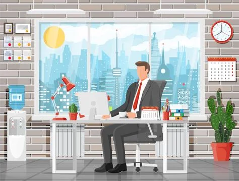 Office building interior. Illustrazione stock