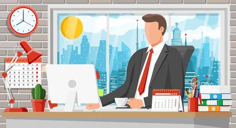 Office building interior. Illustrazione stock