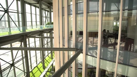 Office Building Interior - Looking at the offices, second shot. Видео 116337376
