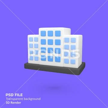 Office building isolated 3d render icon illustration Plantilla PSD