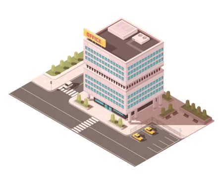 Office Building Isometric Mockup Ilustración de archivo