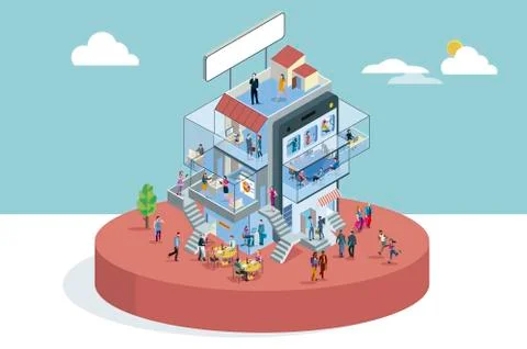 Office Building In Isometric View Stock Illustration
