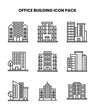 Office Building Line Bundle Icons Pack Ilustración de archivo
