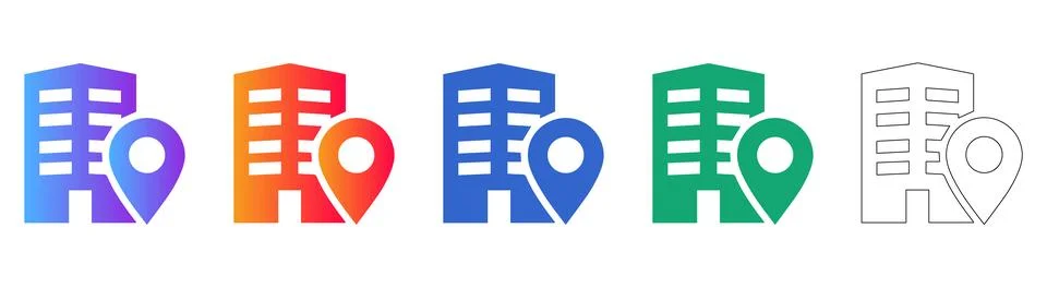 Office Building Location Icon Set for Business Maps Ilustración de archivo