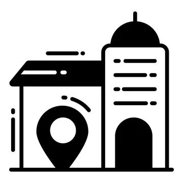 Office building location vector in modern style, easy to use icon Ilustración de archivo