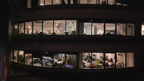 Office building at night. Aerial drone view. Stock Footage 224683071