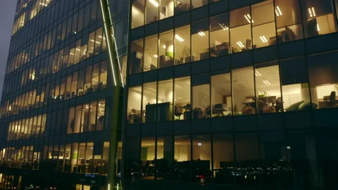 Office building at night. Stock Footage 171881341