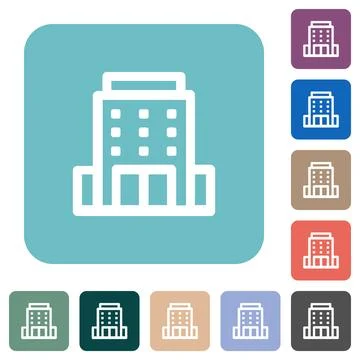 Office building outline rounded square flat icons Ilustración de archivo