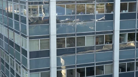 Office in the building from outside (medium shot). Business center. Downtown. 스톡 동영상 73910193