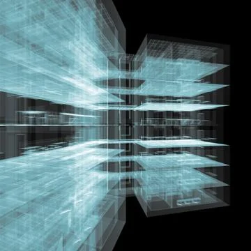 Office building plan 3d rendering Ilustración de archivo