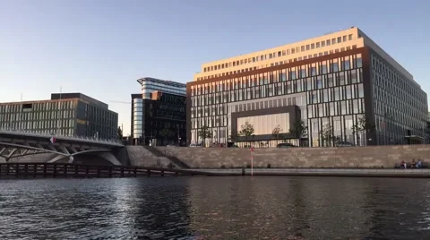 Office building at river Stock Footage 51777409