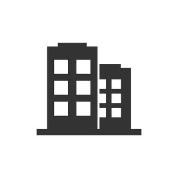 Office building sign icon in flat style. Apartment vector illustration on whi Ilustración de archivo
