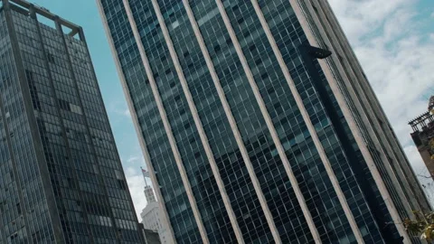 Office Building Skycrapper Pan Down With Blue Sky Background 库存影片 150510700