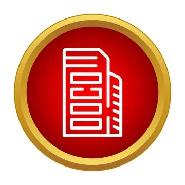 Office building skyscraper icon in red circle Ilustração Stock