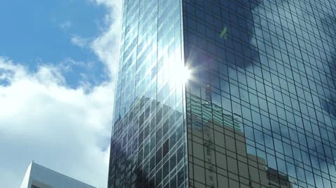 Office building skyscraper time-lapse 24p timelapse cloud moving fast Stock Footage 22200055