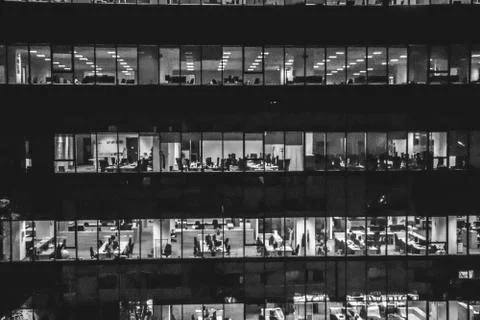 Office building with transparent windows, work place Stock Photos