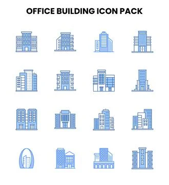 Office Building Two Colour Scalable Icons Pack Ilustración de archivo