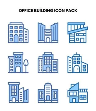 Office Building Two Colour SVG Icons Pack Ilustración de archivo