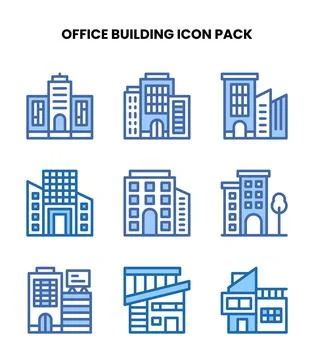Office Building Two Colour SVG Icons Pack Ilustración de archivo